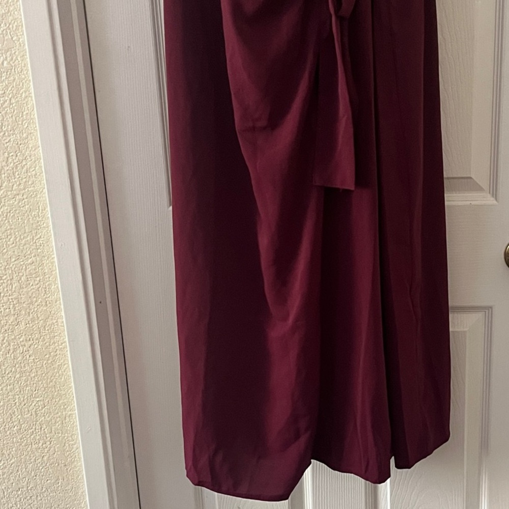 SHEIN Burgundy Midi Dress wrap - Picture 2 of 8